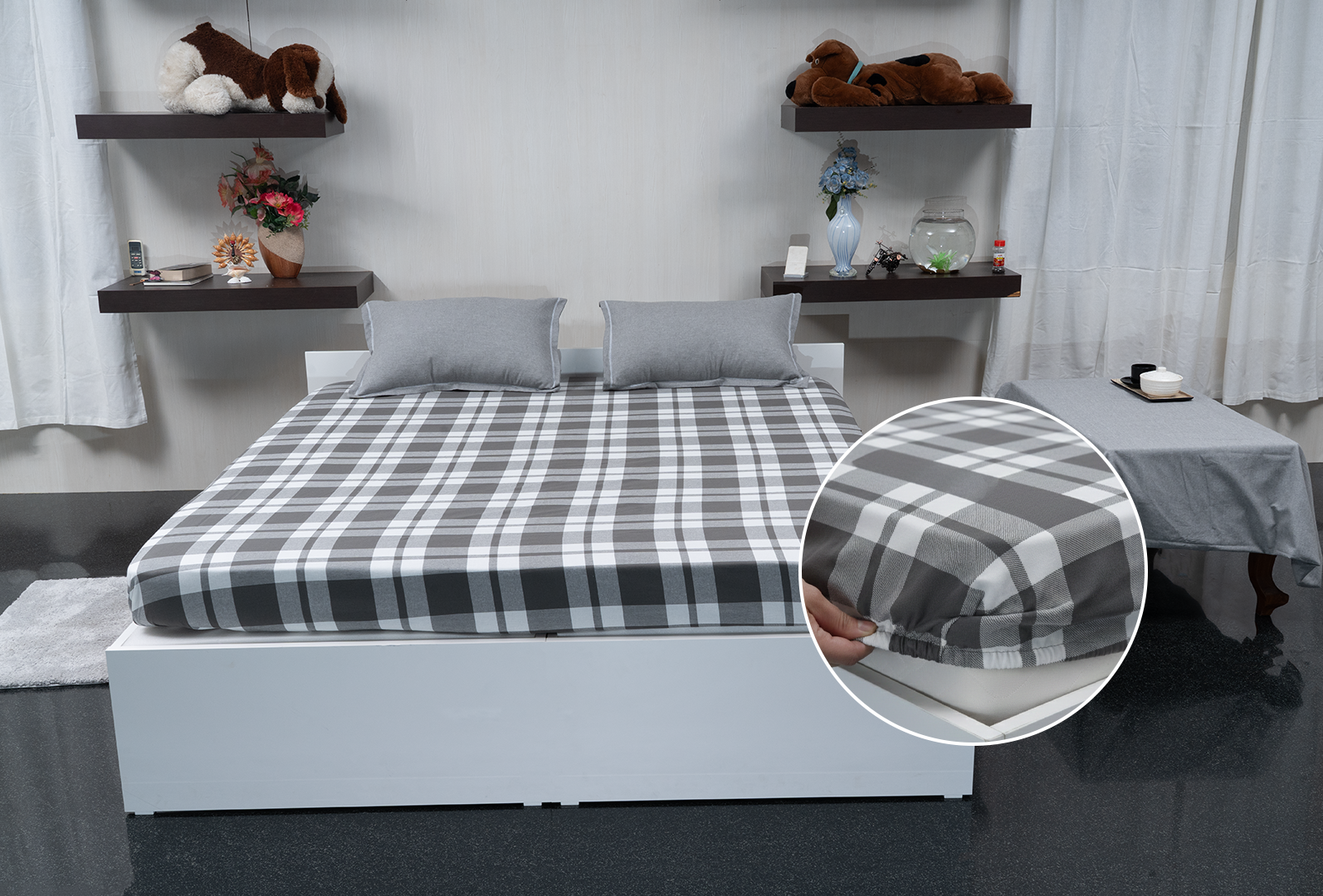 Boldrush Checked Grey – Fitted Sheet