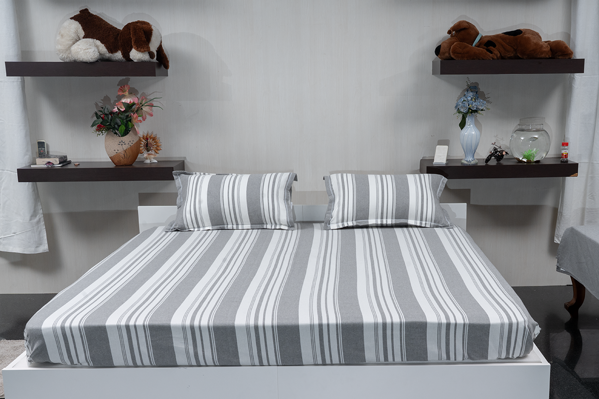 Terracool Grey – Bedspread with 2 Pillow Covers + Quilt