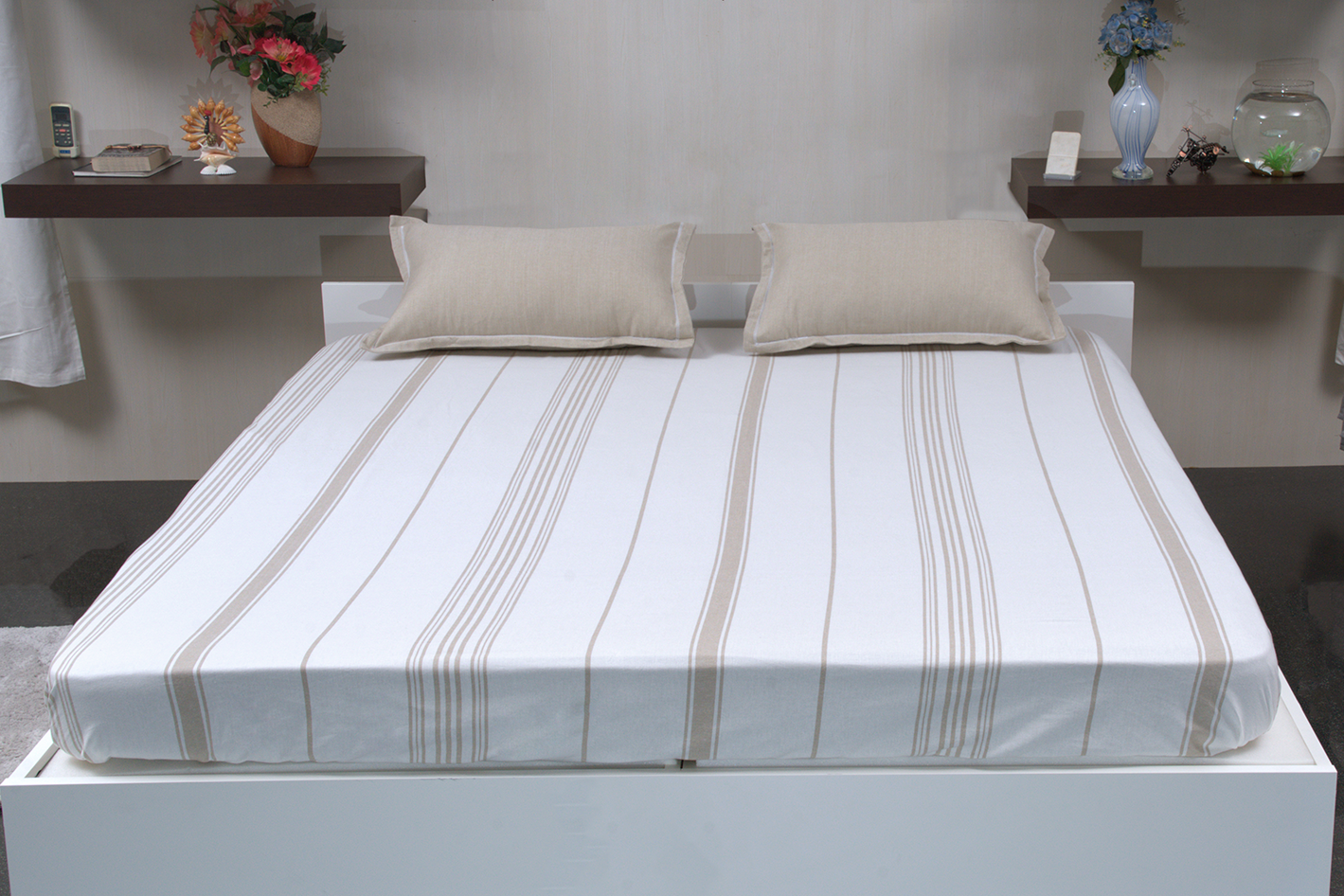 Silver Stream Beige - (Bedspread + 2 Pillow Covers)