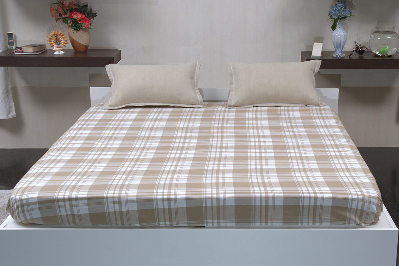 Terracool Checked Beige - (Bedspread + 2 Pillow Covers)