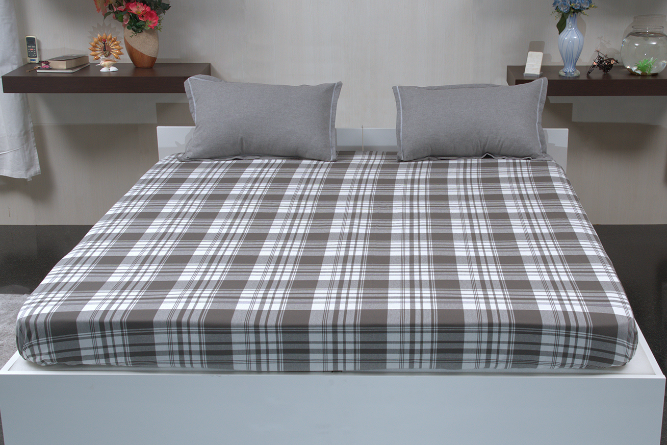 Terracool Checked Grey - (Bedspread + 2 Pillow Covers)
