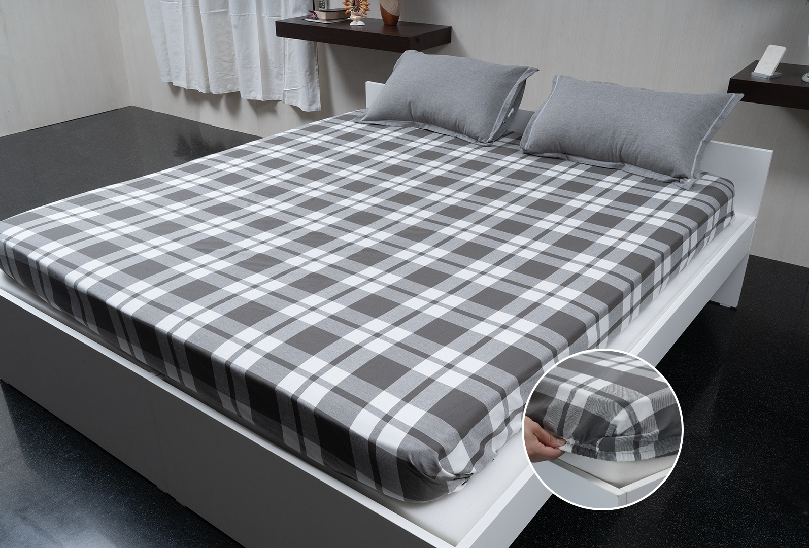 Boldrush Checked Grey – Fitted Sheet
