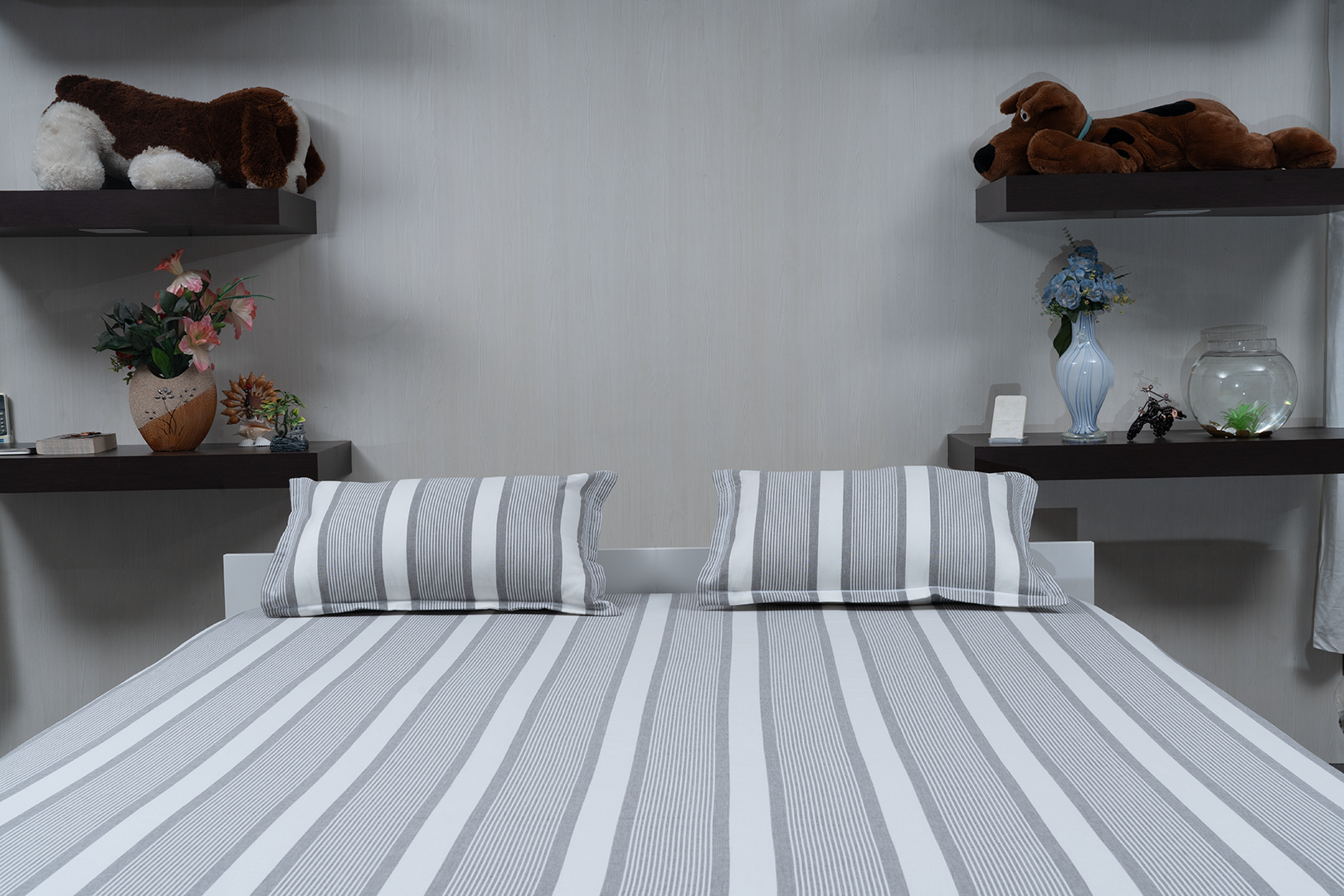 Linn Decors pillow covers set styled on a bed with coordinated bedding in a modern bedroom