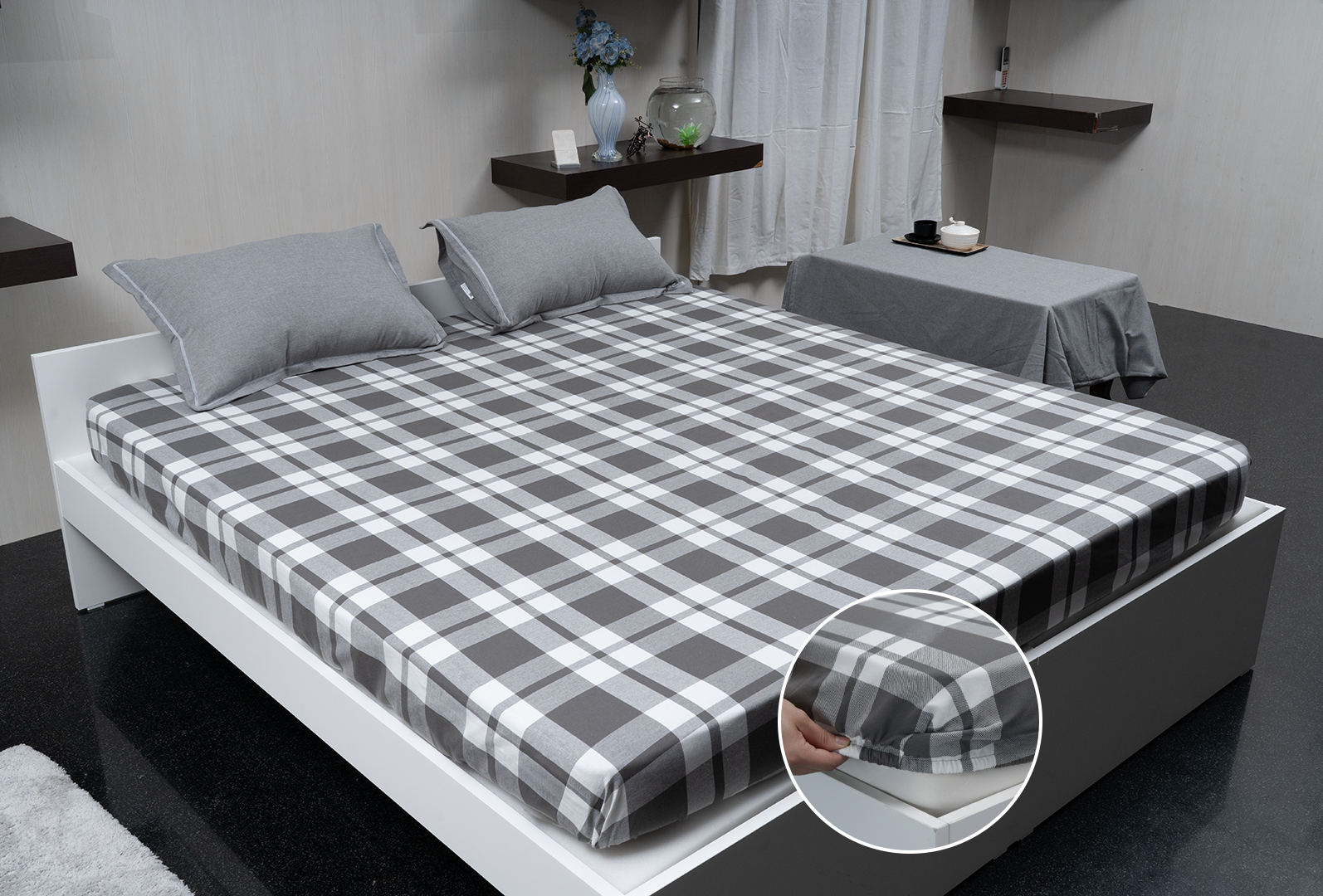 Boldrush Checked Grey – Fitted Sheet